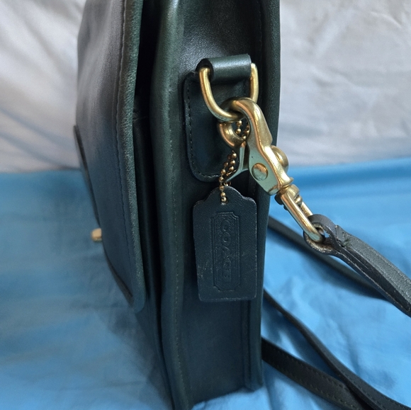 Vintage Coach Bottle Green Leather 5130 Willis Station Bag Top Handle - Picture 5 of 11